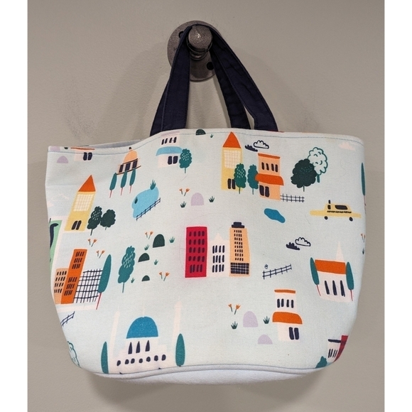 Anthropologie x Lemon Ribbon City Scene Buildings Cotton Room Basket Tote - Picture 9 of 9